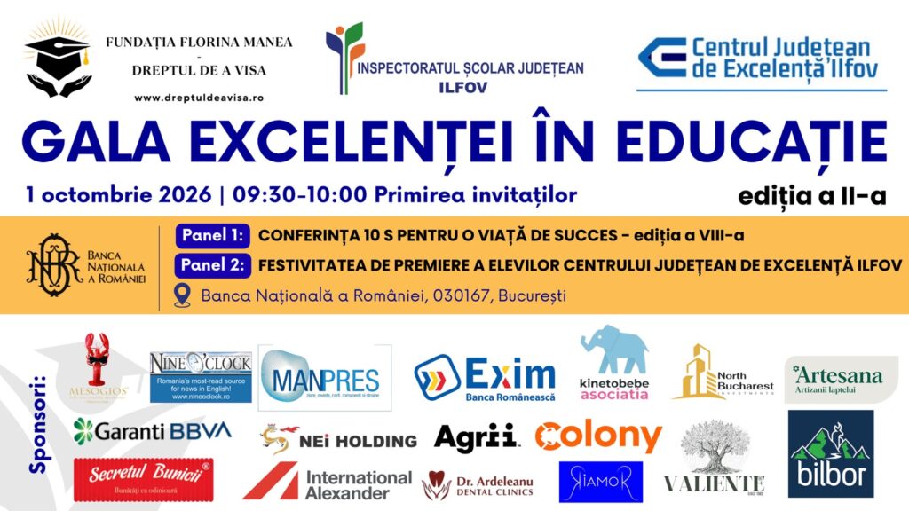 Gala Excelenței în Educație 2026 powered by Fundația Florina Manea – Dreptul de a Visa